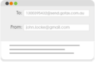 Enter email as fax number @ GoFax Send Address Email Client to and from symbol
