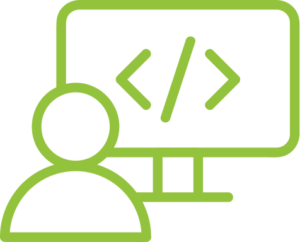 Developer code in a computer screen icon